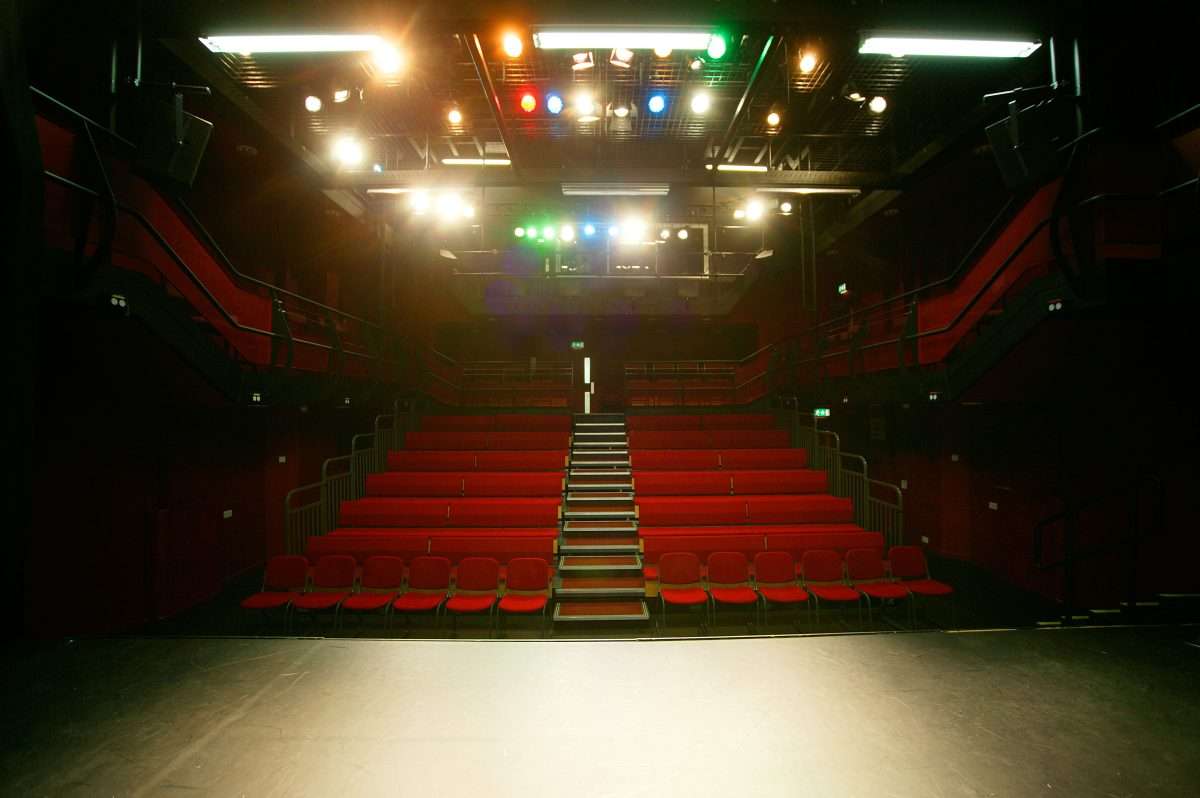 Our theatre, which like many of our spaces is available for hire